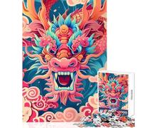 Rompecabezas para Adolescentes de 1000 Piezas Vibrante Rugido de dragón Juguetes de decoración para el hogar Regalo Divertido Juego práctico con póster a Juego y Hoja de Trivia tamaño 38x52cm
