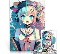Rompecabezas para Adolescentes de 1000 Piezas Vídeo Anime Girl GlitchArt Rompecabezas Actividades Divertidas en casa, Regalos de cumpleaños, Regalos de Viaje, 52x38cm