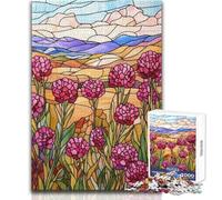 Rompecabezas para Adolescentes de 1000 Piezas, vidrieras, montaña, Prado, Juegos Familiares, Actividades Familiares, Ideas de Regalo, tamaño 38x52cm