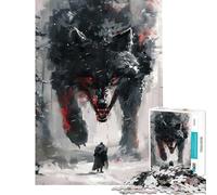 Rompecabezas para Adolescentes de 1000 Piezas Viking Fenrir Wolf Juguetes educativos Juego Familiar para Toda la Familia Regalos para Mujeres y Hombres tamaño 38x52cm