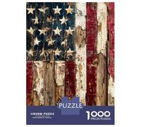 Rompecabezas para Adolescentes De 1000 Piezas Vintage American Flag on Wood Rompecabezas para Adultos Juguetes Antiestrés Regalo De Cumpleaños para Cumpleaños, Navidad 70x50cm/1000pcs