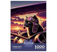 Rompecabezas para Adolescentes De 1000 Piezas Vintage Cat Aviator Art Print Rompecabezas para Adultos Juegos Relajantes para La Diversión Familiar 38x26cm/1000pcs