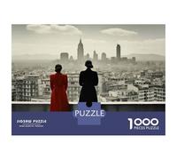 Rompecabezas para Adolescentes De 1000 Piezas Vintage Cityscape with Women in Red Coat Rompecabezas para Adolescentes Juegos Relajantes Regalos para Mujeres para Cumpleaños, Navidad 52x38cm/1000pcs