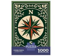 Rompecabezas para Adolescentes De 1000 Piezas Vintage Compass Rose Illustration Rompecabezas para Adultos Juego De Ingenio Alivia El Estrés Ayuda A Ejercitar El Cerebro 38x26cm/1000pcs