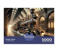 Rompecabezas para Adolescentes De 1000 Piezas Vintage Steam Train Station Rompecabezas para Adultos Juegos Relajantes Regalos para Mujeres Ayuda A Ejercitar El Cerebro 70x50cm/1000pcs
