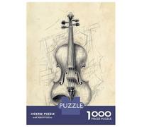 Rompecabezas para Adolescentes De 1000 Piezas Violin Sketch Rompecabezas para Adultos Juguetes Antiestrés Decoración De Pared Interacción Entre Padres E Hijos 70x50cm/1000pcs