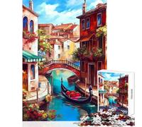 Rompecabezas para Adolescentes de 1000 Piezas Visita Venecia Juego Familiar desafío difícil Juguete decoración de Pared colección de Artistas Bellas Artes (38x52cm)