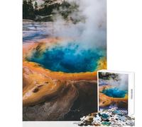 Rompecabezas para Adolescentes de 1000 Piezas Vista aérea de Grand Prismatic Spring Juguete Educativo Regalo de Amigo Secreto Juego práctico para fomentar el Amor en Pareja tamaño 50x75cm