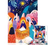 Rompecabezas para Adolescentes de 1000 Piezas vívida visión fauvista de La Adoración de los Pastores Juguetes antiestrés Regalos de cumpleaños Juego de ingenio Actividades Divertidas en casa 38x26cm