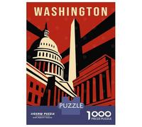 Rompecabezas para Adolescentes De 1000 Piezas Washington DC Vintage Travel Rompecabezas para Adultos Juguete Decoración De Pared Mejora La Memoria Regalos De Cumpleaños Y Únicos 70x50cm/1000pcs