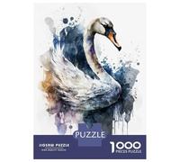 Rompecabezas para Adolescentes De 1000 Piezas Watercolor Bird Swan Rompecabezas para Adultos Juego De Ingenio Decoración De Pared Regalos para Reducir El Estrés 70x50cm/1000pcs