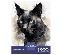 Rompecabezas para Adolescentes De 1000 Piezas Watercolor Black Cat Rompecabezas para Adultos Juguetes Antiestrés Decoración De Pared Actividades Divertidas En Casa 70x50cm/1000pcs