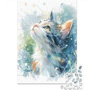 Rompecabezas para Adolescentes De 1000 Piezas Watercolor Cat Painting Rompecabezas para Adolescentes Juegos Relajantes Decoración Perfecta Regalos De Cumpleaños Y Únicos 52x38cm/1000pcs