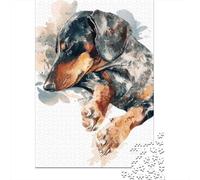 Rompecabezas para Adolescentes De 1000 Piezas Watercolor Dachshund Art Print Rompecabezas para Adultos Juegos Relajantes Desafío Difícil Cumpleaños Y Navidad 52x38cm/1000pcs