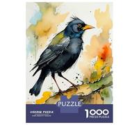 Rompecabezas para Adolescentes De 1000 Piezas Watercolor Eurasian Blackbird on Branch Rompecabezas para Adultos Juguetes Antiestrés Arte De Pared Regalos De Cumpleaños Y Únicos 70x50cm/1000pcs