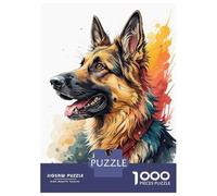 Rompecabezas para Adolescentes De 1000 Piezas Watercolor German Shepherd Portrait Rompecabezas para Adolescentes Juegos Relajantes Carrera De Velocidad De Manos 70x50cm/1000pcs