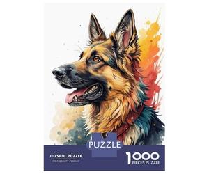 Rompecabezas para Adolescentes De 1000 Piezas Watercolor German Shepherd Portrait Rompecabezas para Adultos Juegos Divertidos Decoración De Pared 38x26cm/1000pcs