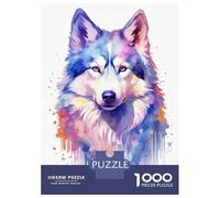 Rompecabezas para Adolescentes De 1000 Piezas Watercolor Husky Painting Rompecabezas Juegos Relajantes Pero Divertidos Y Humorísticos Cumpleaños 38x26cm/1000pcs