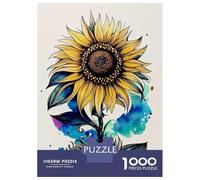 Rompecabezas para Adolescentes De 1000 Piezas Watercolor Sunflower Art Rompecabezas para Adultos Juego De Ingenio Difícil Difícil Cumpleaños Y Navidad 38x26cm/1000pcs
