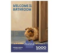 Rompecabezas para Adolescentes De 1000 Piezas Welcome to The Bathroom Guinea Pig Rompecabezas para Adultos Juego De Ingenio Regalos para Mujeres Desafiante De Completar 52x38cm/1000pcs