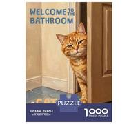 Rompecabezas para Adolescentes De 1000 Piezas Welcome to The Bathroom Orange Cat Rompecabezas para Adolescentes Juegos Relajantes Alivia El Estrés 70x50cm/1000pcs