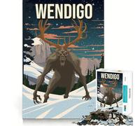Rompecabezas para Adolescentes de 1000 Piezas Wendigo Cryptid Horror Art Flawless Fun Mind Game Gift Cozy Fun Time Christmas Wall Art (38x26cm)