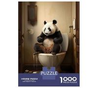 Rompecabezas para Adolescentes De 1000 Piezas Wet Panda in Toilet Rompecabezas para Adultos Juego Familiar Alivia El Estrés Interacción Entre Padres E Hijos 52x38cm/1000pcs