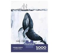 Rompecabezas para Adolescentes De 1000 Piezas Whale and Ship Watercolor Art Rompecabezas para Adultos Juego De Ingenio para Mejorar La Memoria Actividades Divertidas En Casa 70x50cm/1000pcs