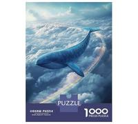 Rompecabezas para Adolescentes De 1000 Piezas Whale Flying Through Clouds with Rainbow Rompecabezas para Adultos Juego De Ingenio Decoración De Pared Regalos para Reducir El Estrés 52x38cm/1000pcs
