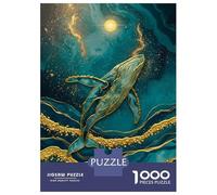 Rompecabezas para Adolescentes De 1000 Piezas Whale in Teal and Gold Rompecabezas para Adultos Juguetes De Bricolaje Análisis Y Lógica Diversión En Casa Actividades, 38x26cm/1000pcs