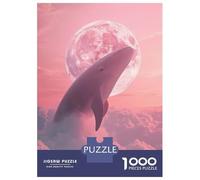 Rompecabezas para Adolescentes De 1000 Piezas Whale in The Pink Clouds with Moon Rompecabezas para Adultos Juguete Decoración De Pared Carrera De Velocidad Manual Desafío Educativo 52x38cm/1000pcs