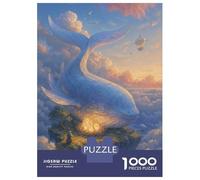 Rompecabezas para Adolescentes De 1000 Piezas Whale in The Sky with Islands Guarding Glowing Nest Eggs Rompecabezas para Adultos Juguete Decoración De Pared Desafío Difícil 70x50c