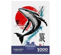 Rompecabezas para Adolescentes De 1000 Piezas Whale Jump Sumi-e Rompecabezas para Adultos Juguete Decoración De Pared Desafío Difícil 52x38cm/1000pcs