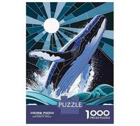 Rompecabezas para Adolescentes De 1000 Piezas Whale Leaping from Waves Stained Glass Rompecabezas para Adultos Juegos Relajantes Una Obra De Arte Cumpleaños 38x26cm/1000pcs