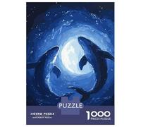 Rompecabezas para Adolescentes De 1000 Piezas Whale Silhouettes Under Moon Rompecabezas para Adultos Juguetes Antiestrés Decoración De Pared Interacción Entre Padres E Hijos 52x38cm/1000pcs