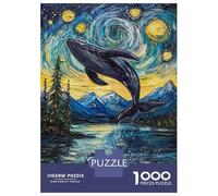 Rompecabezas para Adolescentes De 1000 Piezas Whale's Midnight Leap Rompecabezas para Adultos Juguete Decoración De Pared Carrera De Velocidad Manual Desafío Educativo 38x26cm/1000pcs