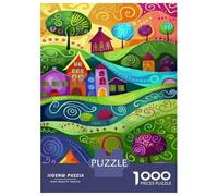 Rompecabezas para Adolescentes De 1000 Piezas Whimsical Village Illustration Rompecabezas para Adultos Juego Familiar Regalos para Mujeres Cumpleaños Y Navidad 70x50cm/1000pcs