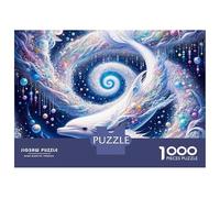 Rompecabezas para Adolescentes De 1000 Piezas Whimsical White Whale in A Galaxy Rompecabezas para Adultos Juguete Decoración De Pared Corte De Precisión para Cumpleaños, Navidad 70x50cm/1000pcs
