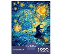 Rompecabezas para Adolescentes De 1000 Piezas Whimsical Witch Flight in Starry Night Rompecabezas para Adultos Juegos Relajantes Regalos para Mujeres Ayuda A Ejercitar El Cerebro 38x26cm/1000pcs