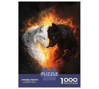 Rompecabezas para Adolescentes De 1000 Piezas White and Black Wolves in Flames Rompecabezas para Adultos Juguetes De Bricolaje Análisis Y Lógica Regalo De Cumpleaños, Regalos, 38x26cm/1000pcs