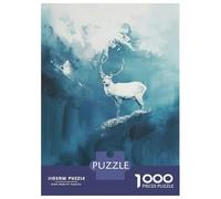 Rompecabezas para Adolescentes De 1000 Piezas White Deer in Blue Abstract Landscape Rompecabezas para Adultos Juego De Ingenio Decoración De Pared Regalos para Reducir El Estrés 70x50cm/1000pcs