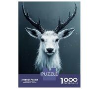 Rompecabezas para Adolescentes De 1000 Piezas White Deer Portrait with Dark Antlers Rompecabezas para Adultos Juegos Familiares Alivia El Estrés Regalos De Cumpleaños Y Únicos 52x38cm/1000pcs