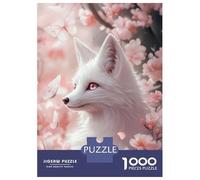 Rompecabezas para Adolescentes De 1000 Piezas White Fox In Cherry Blossoms Rompecabezas para Adultos Juego De Ingenio Juego Antiestrés Juego Desafiante Regalos 70x50cm/1000pcs