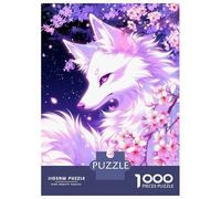 Rompecabezas para Adolescentes De 1000 Piezas White Fox with Cherry Blossoms Rompecabezas para Adultos Juguete Decoración De Pared Regalo De Cumpleaños Juego Desafiante Regalos 38x26cm/1000pcs