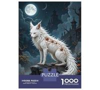 Rompecabezas para Adolescentes De 1000 Piezas White Fox with Mystical Markings Rompecabezas para Adultos Juegos Relajantes Análisis Y Lógica Cumpleaños 38x26cm/1000pcs
