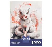 Rompecabezas para Adolescentes De 1000 Piezas White Fox with Red Eyes Rompecabezas para Adultos Juguetes De Bricolaje Una Obra De Arte Diversión En Casa Actividades, 70x50cm/1000pcs