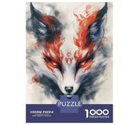 Rompecabezas para Adolescentes De 1000 Piezas White Kitsune Fox Painting Rompecabezas para Adultos Juegos Divertidos Mejora La Memoria Oferta como Regalo para Toda La Familia 38x26cm/1000pcs