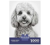 Rompecabezas para Adolescentes De 1000 Piezas White Poodle Drawing Rompecabezas para Adultos Juegos Divertidos Decoración De Pared 52x38cm/1000pcs