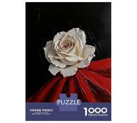 Rompecabezas para Adolescentes De 1000 Piezas White Rose on Red Rompecabezas para Adultos Juegos Relajantes Análisis Y Lógica Difícil Y Desafiante 38x26cm/1000pcs