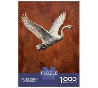 Rompecabezas Para Adolescentes De 1000 Piezas White Swan in Flight with Paisley Background Rompecabezas Para Adultos Juegos Relajantes Regalos Para Mujeres Ayuda A Ejercitar El Cerebro 70x50cm/1000pcs